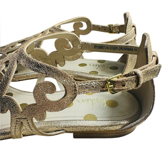 Boden Gold Metallic Leather Filigree Flat Sandals Size 38/ US 7 NEW - Picture 11 of 13
